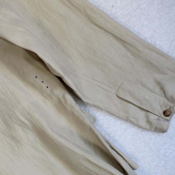 Lauren Ralph Linen Silk Utility Jacket Women Large Beige Button Front Pockets - Picture 5 of 5